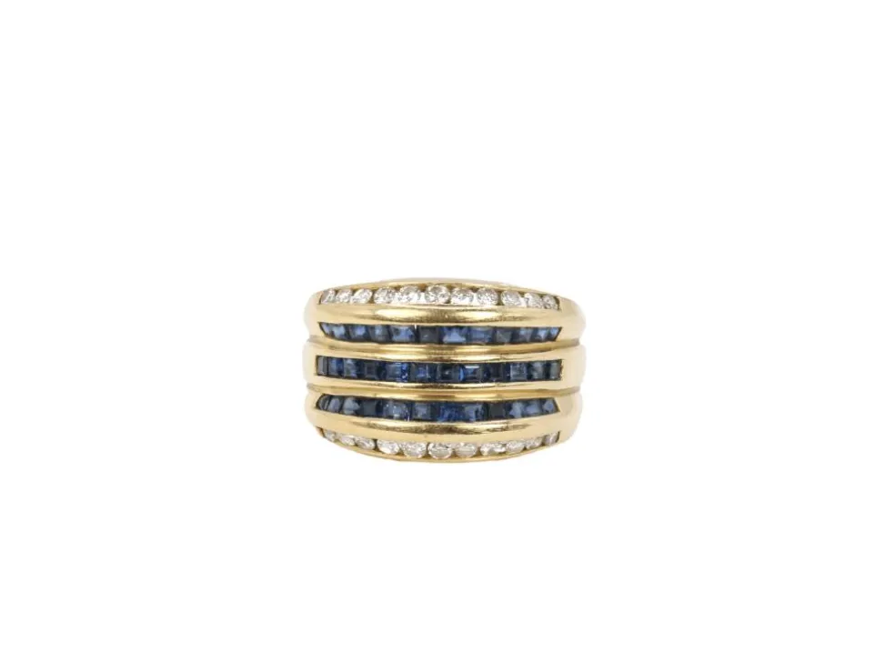 Bague vintage en or, saphirs et diamants