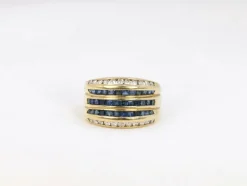 Bague vintage en or, saphirs et diamants