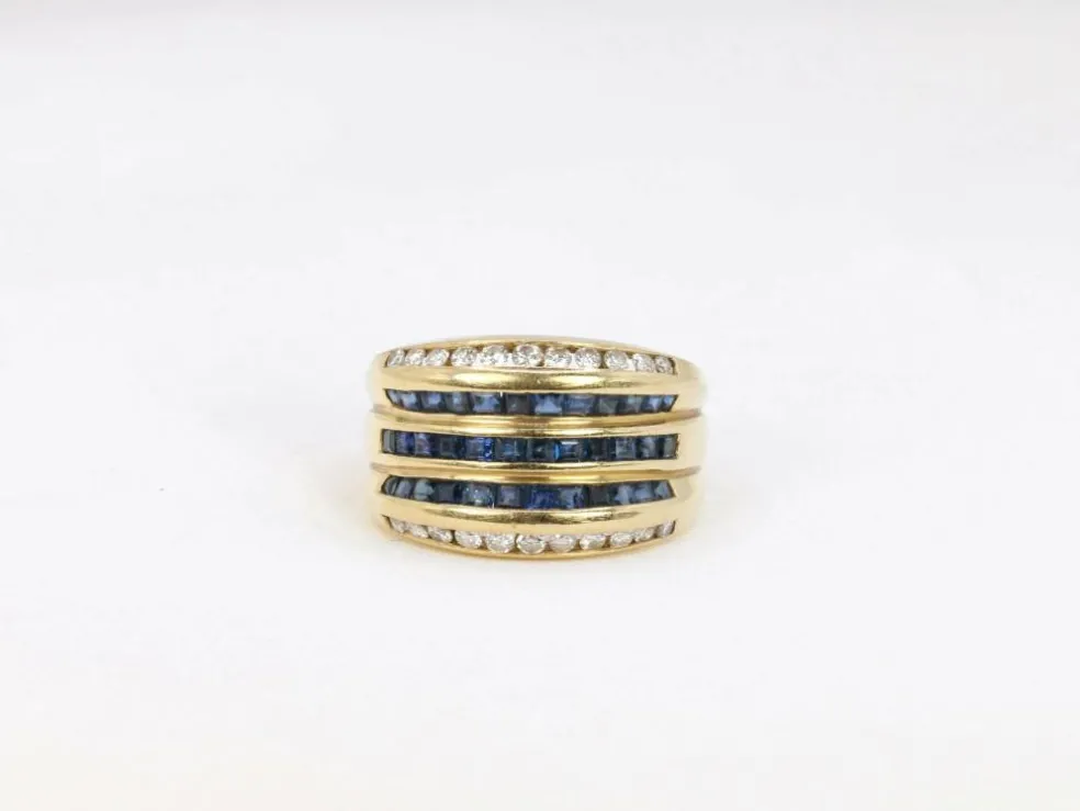 Bague vintage en or, saphirs et diamants