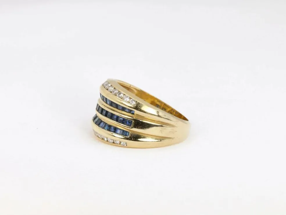 Bague vintage en or, saphirs et diamants