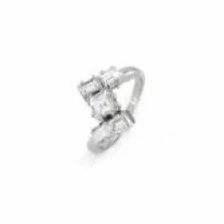 Bague Vintage en platine avec diamants