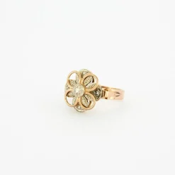 Bague vintage fleur diamants or jaune et blanc