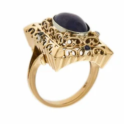 Bague vintage lapis-lazuli et saphirs