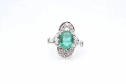 Bague Vintage émeraude & diamants