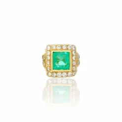 Bague vintage émeraude colombienne