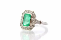 Bague vintage émeraude et diamants