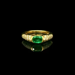 Bague vintage émeraude et diamant