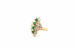 Bague vintage émeraudes et diamants