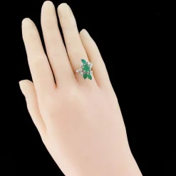 Bague vintage émeraudes et diamants