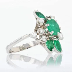 Bague vintage émeraudes et diamants