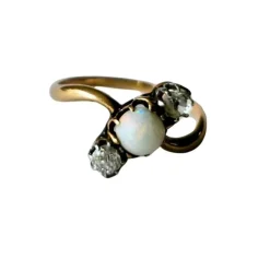 Bague vintage Opale et Diamants anciens