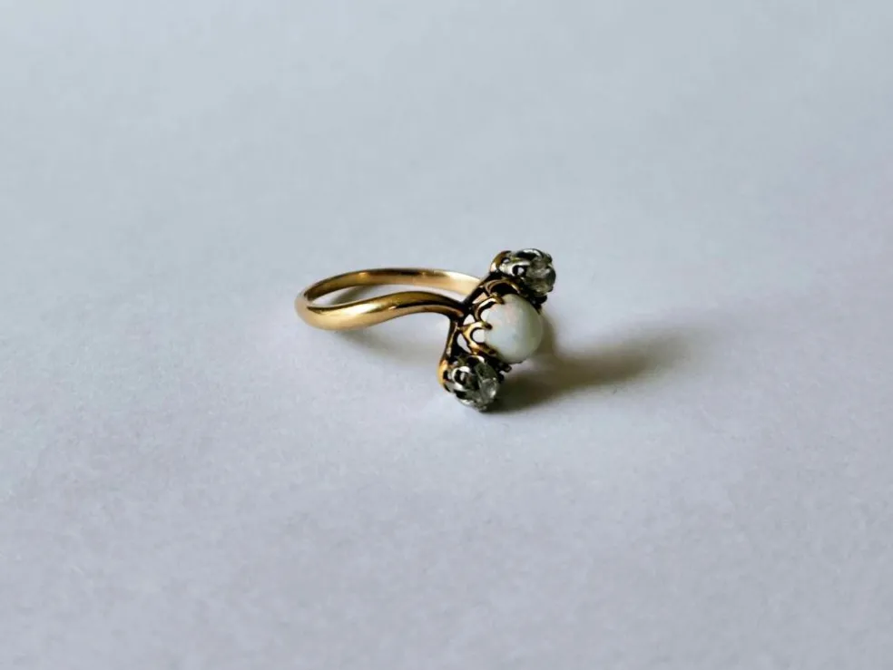 Bague vintage Opale et Diamants anciens