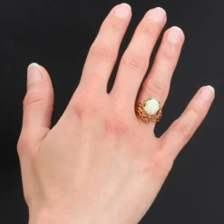 Bague vintage opale et or rose