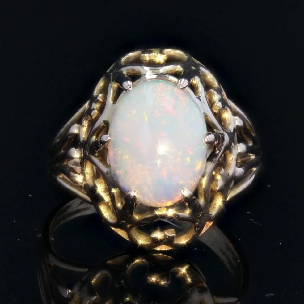 Bague vintage opale et or rose
