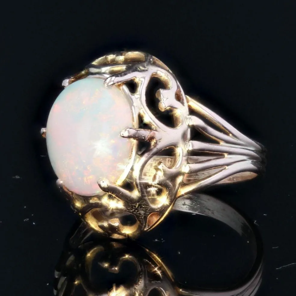 Bague vintage opale et or rose