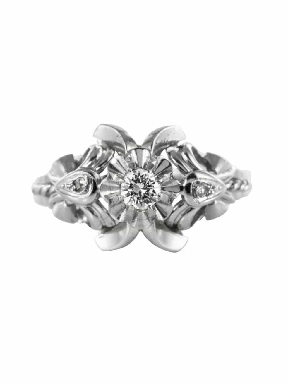 Bague vintage or blanc diamants