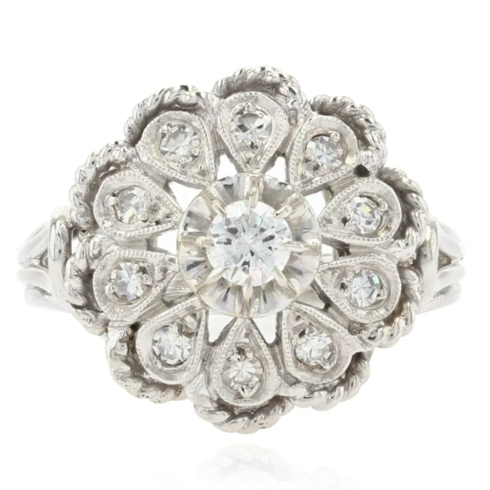 Bague vintage or blanc diamants