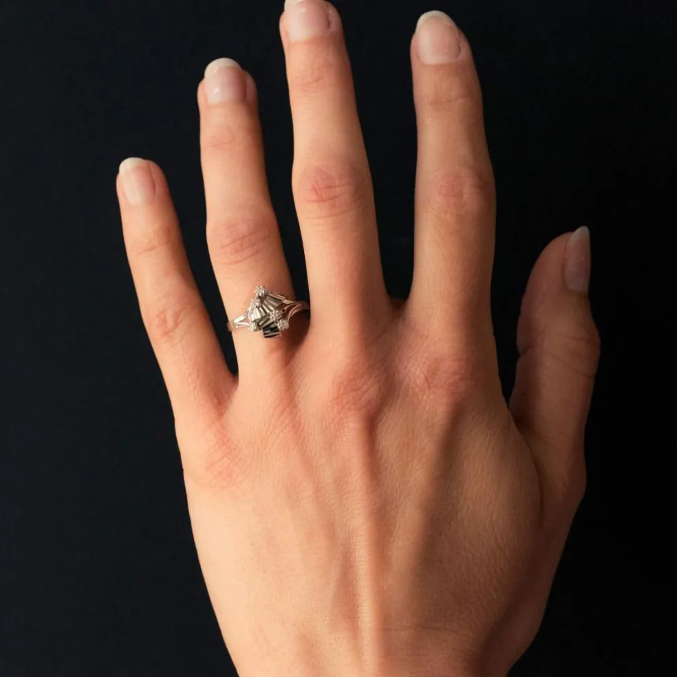 Bague vintage or blanc diamants