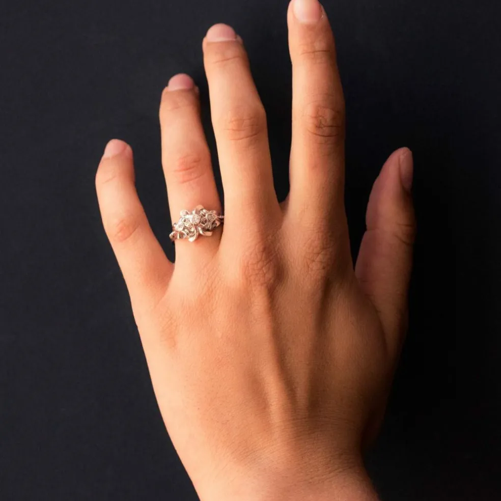Bague vintage or blanc diamants