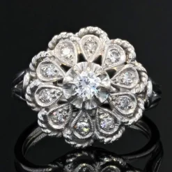 Bague vintage or blanc diamants