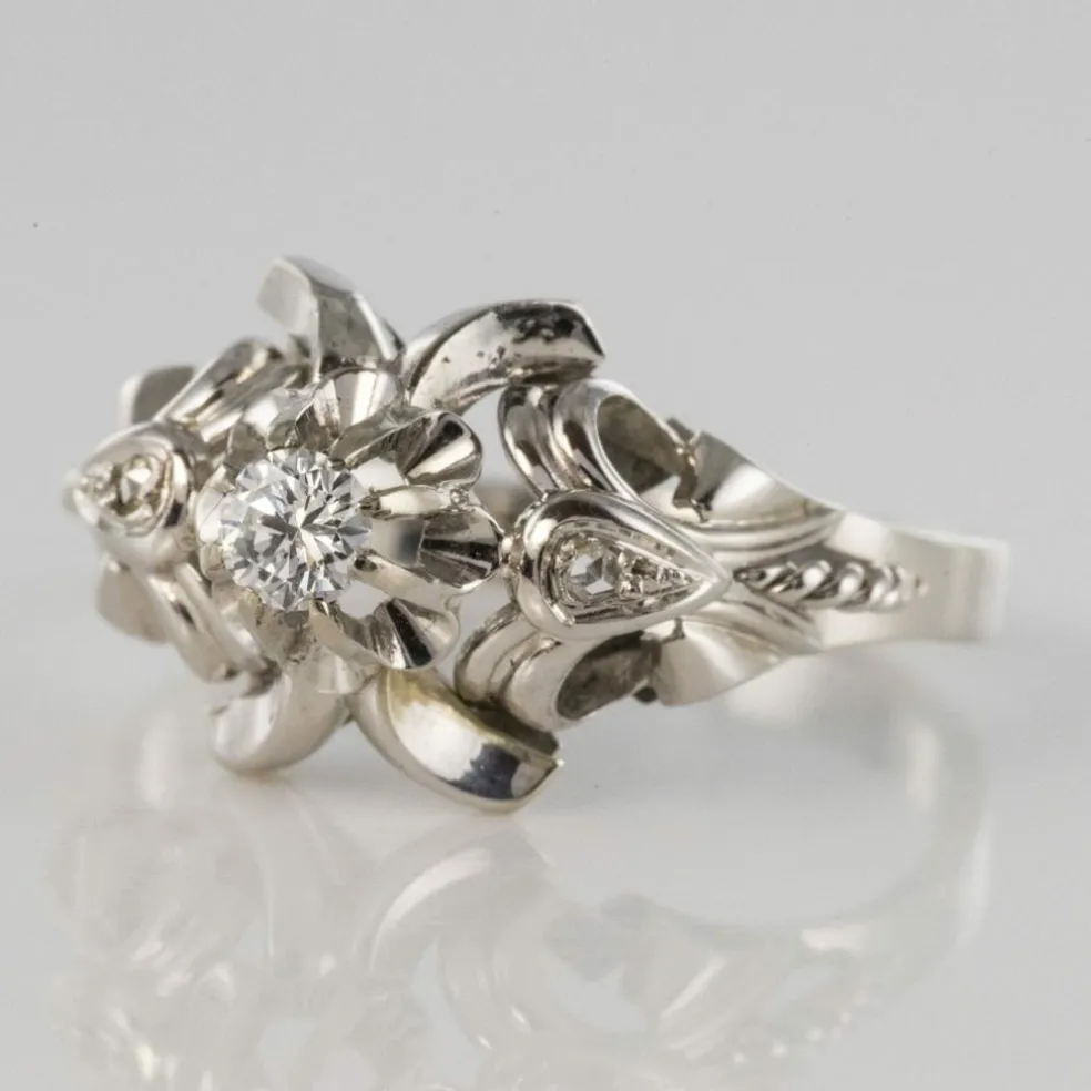 Bague vintage or blanc diamants