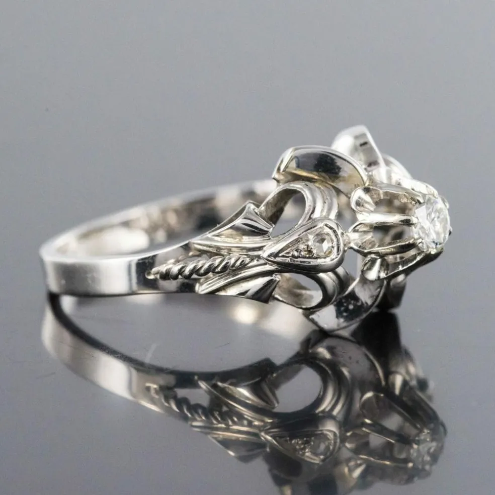 Bague vintage or blanc diamants