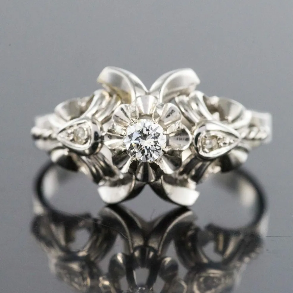 Bague vintage or blanc diamants