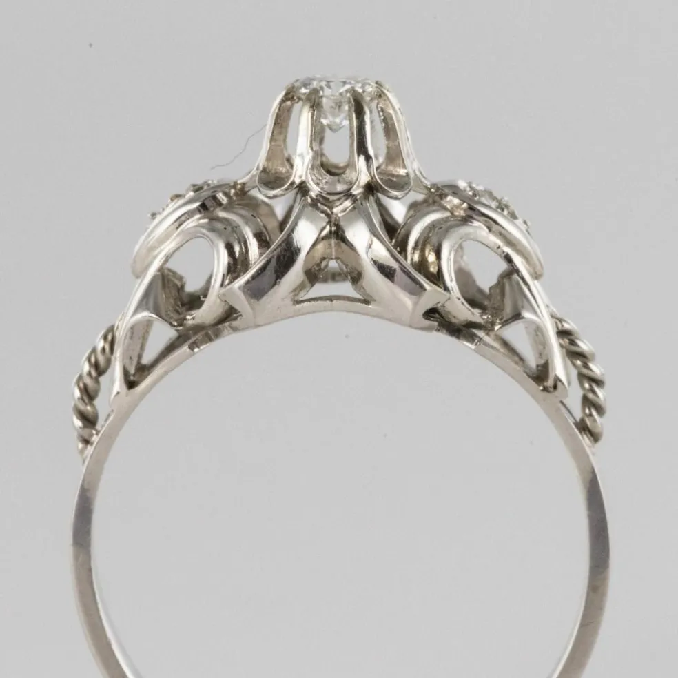 Bague vintage or blanc diamants
