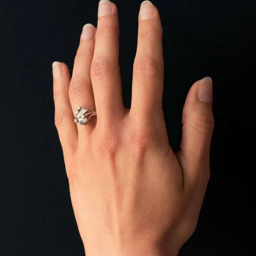 Bague vintage or blanc diamants