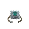 Bague vintage Or blanc Emeraude Diamants