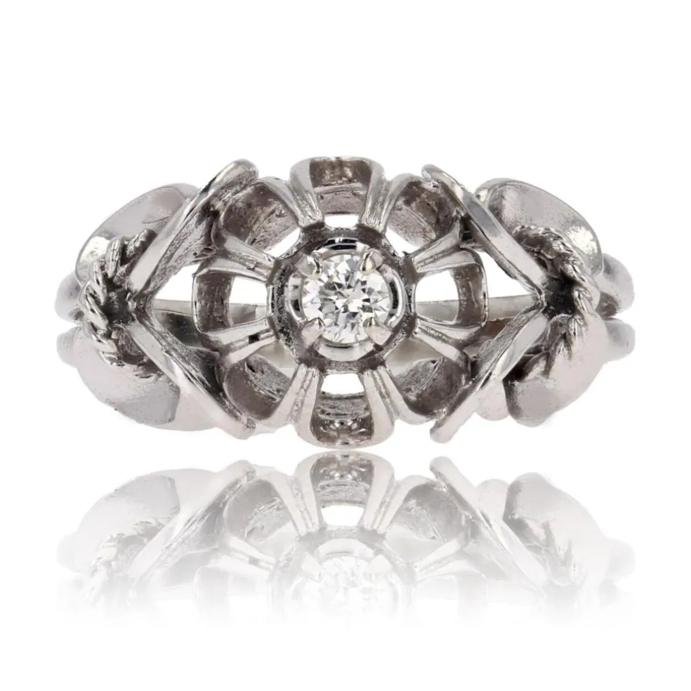 Bague vintage or blanc saphir blanc solitaire