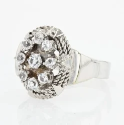 Bague vintage or blanc saphirs blancs