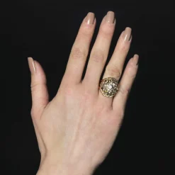 Bague vintage or entrelacé et diamant