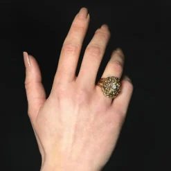 Bague vintage or entrelacé et diamant