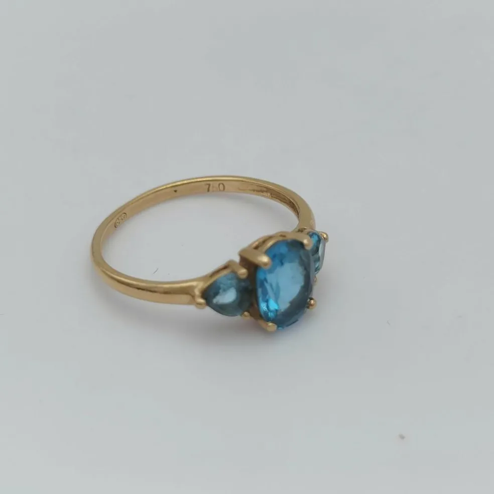Bague vintage or et topazes bleues