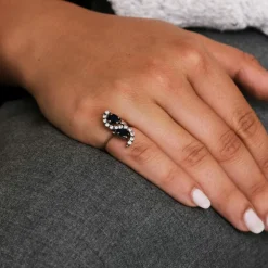 Bague Vintage Or Gris Saphirs Diamants