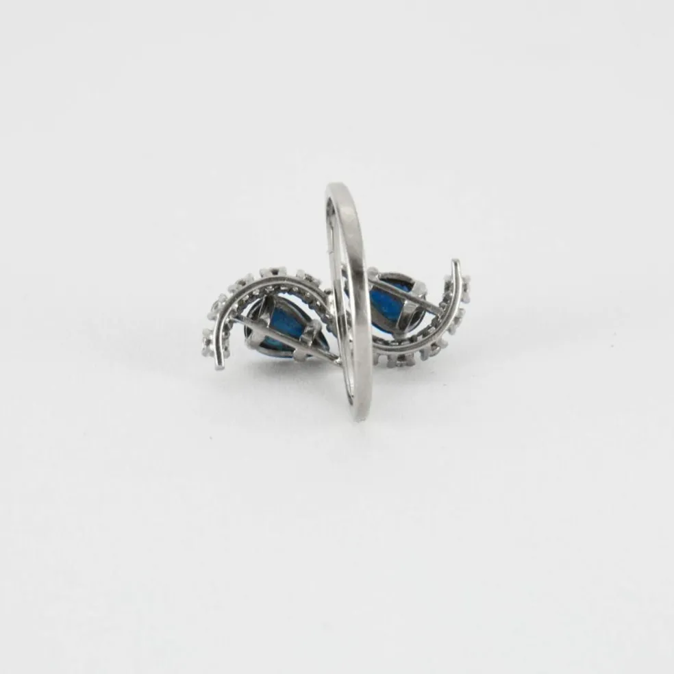 Bague Vintage Or Gris Saphirs Diamants