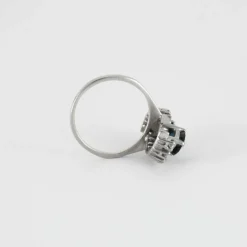 Bague Vintage Or Gris Saphirs Diamants
