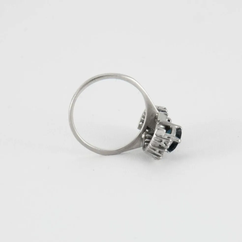 Bague Vintage Or Gris Saphirs Diamants