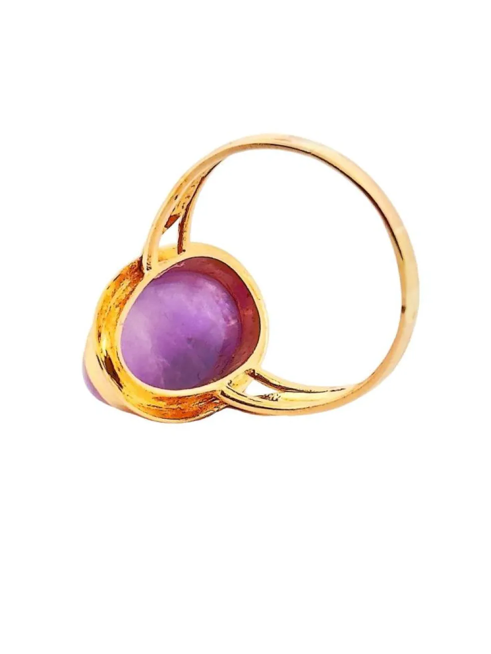 Bague vintage or jaune 18 carats et jade lavande