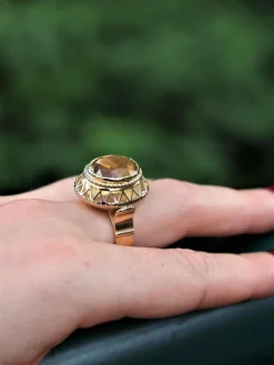 Bague Vintage Or jaune Citrine