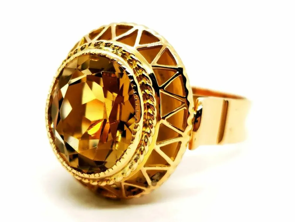 Bague Vintage Or jaune Citrine