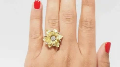 Bague vintage or jaune diamants