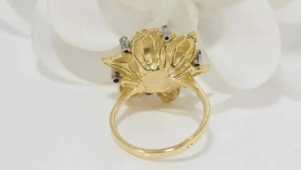 Bague vintage or jaune diamants