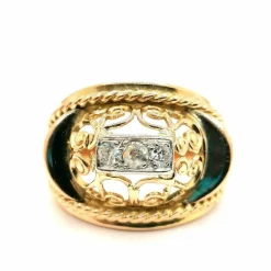 Bague vintage or jaune et diamants