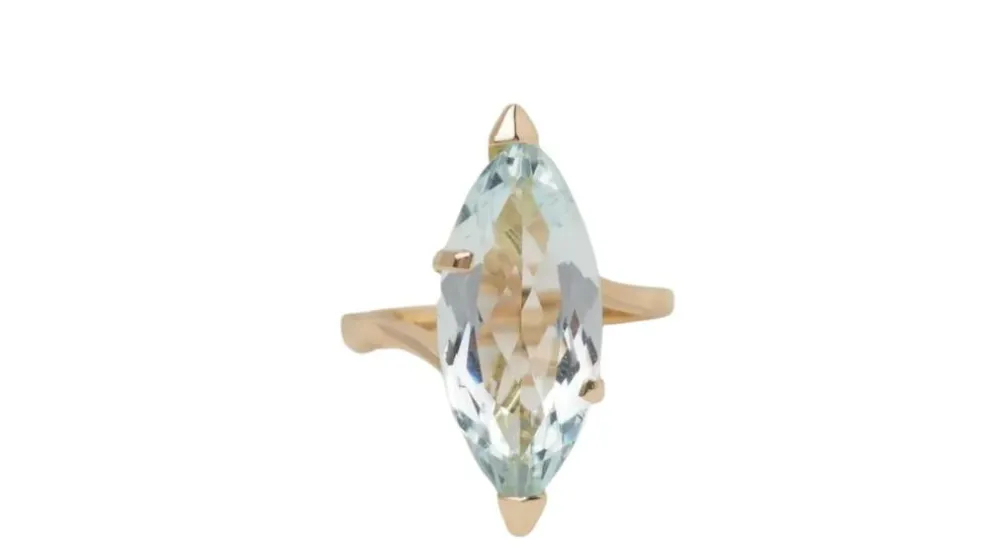 Bague vintage or jaune et aigue-marine