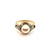 Bague vintage or jaune et perle de culture