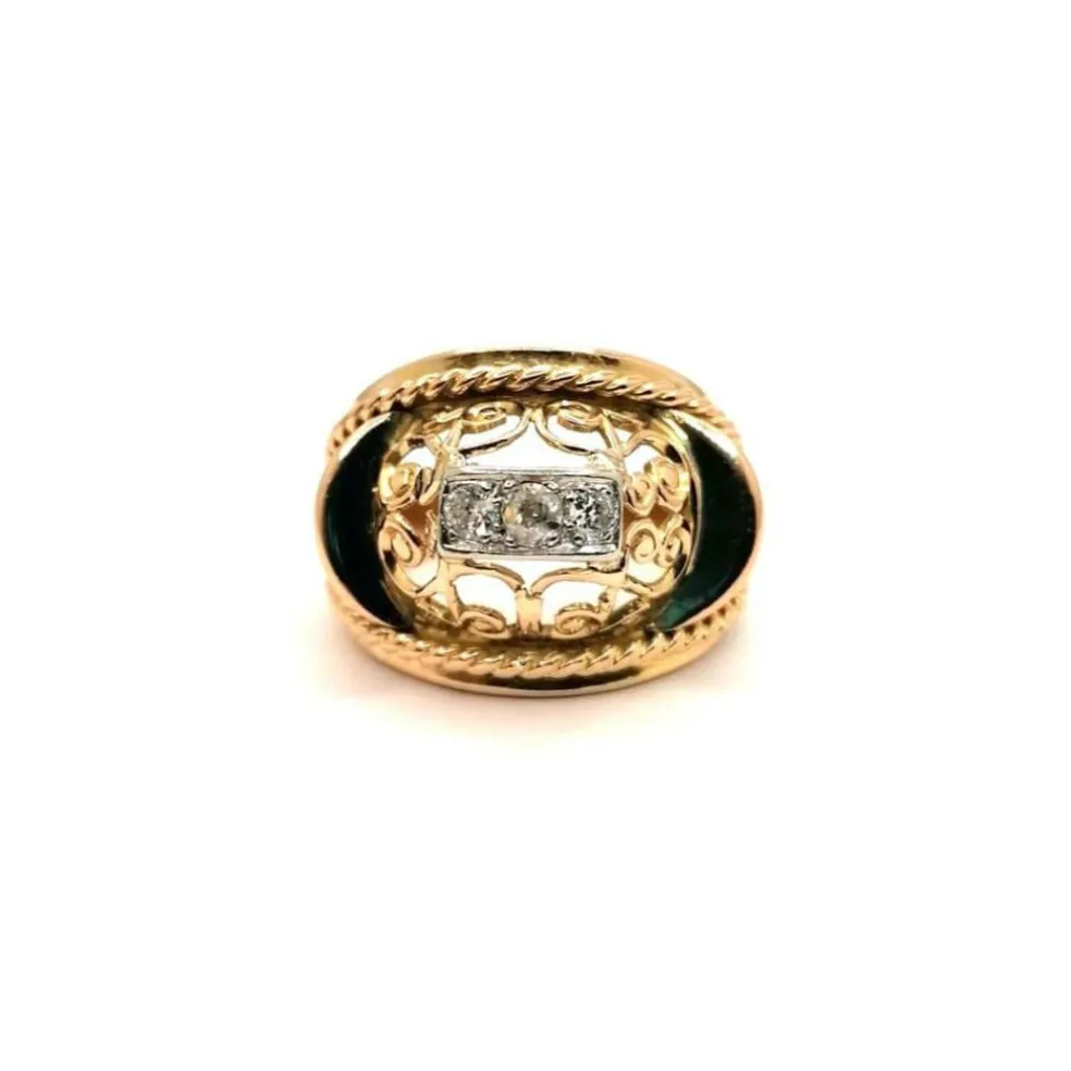 Bague vintage or jaune et diamants