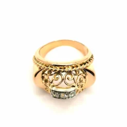 Bague vintage or jaune et diamants