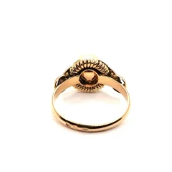Bague vintage or jaune et perle de culture